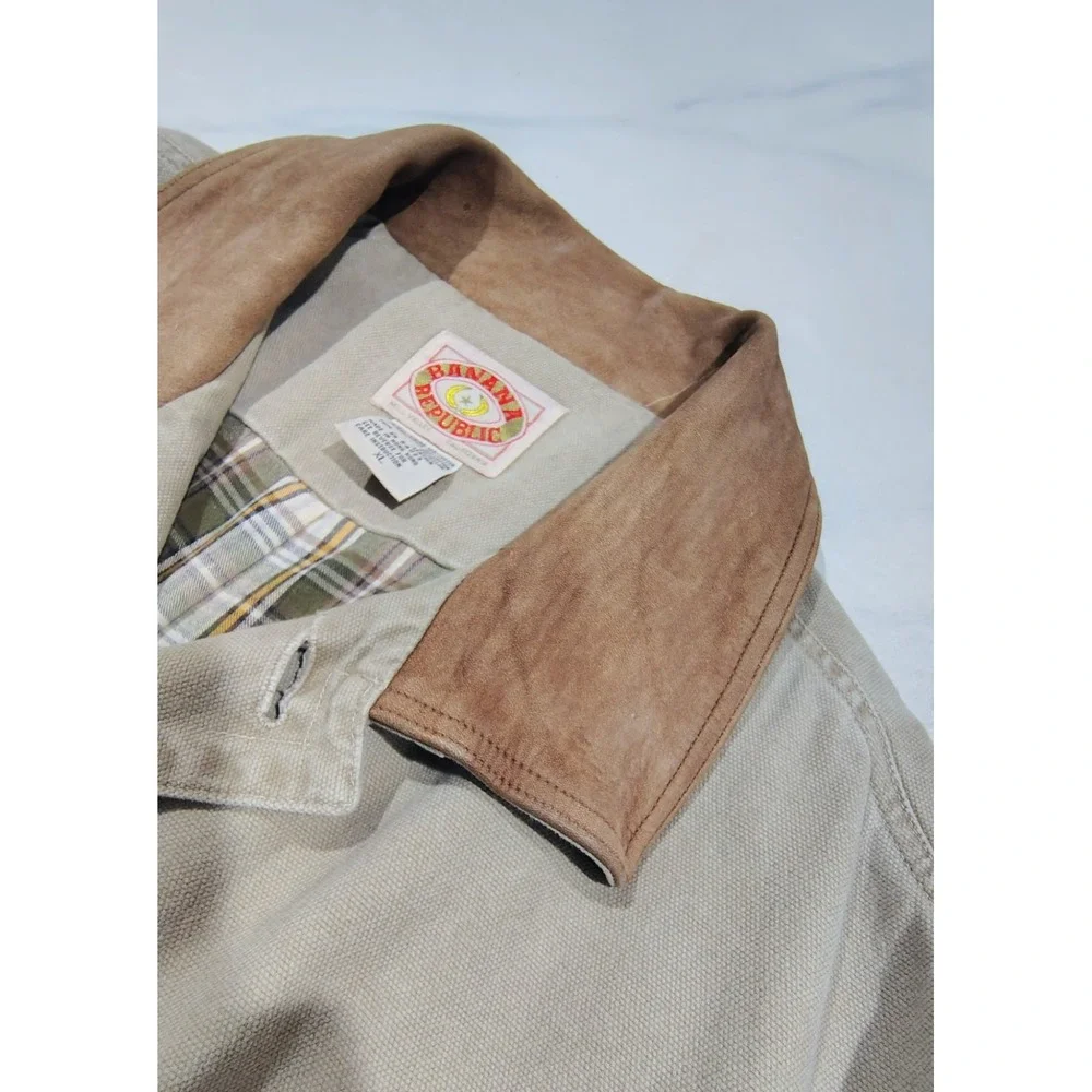 Vintage 80s Banana Republic Jacket  Mens Cotton Canvas Chore  Safari  Field XL